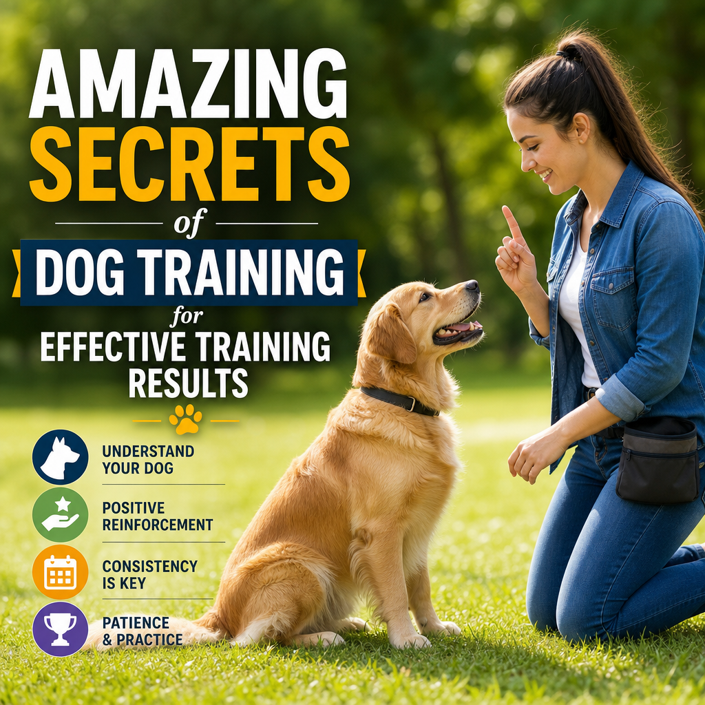 Woman training a golden retriever outdoors, demonstrating effective dog training techniques with positive interaction.